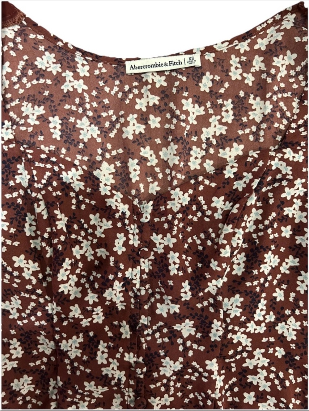 Abercrombie & Fitch Brown Floral Button Front Top